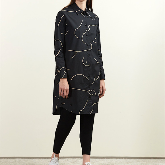 Comune Dresses & Skirts - Comune Francis Shirtdress Black Contour Print Women's Size Medium